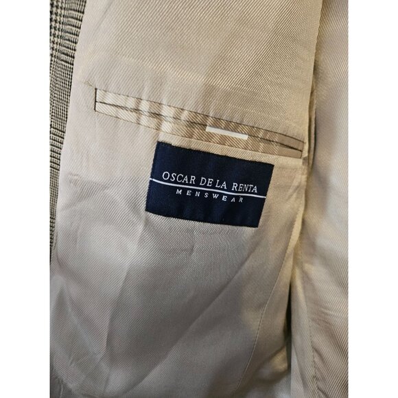 Oscar De La Renta Menswear Wool Plaid Houndstooth Sportcoat Men Size 42R - Picture 13 of 14